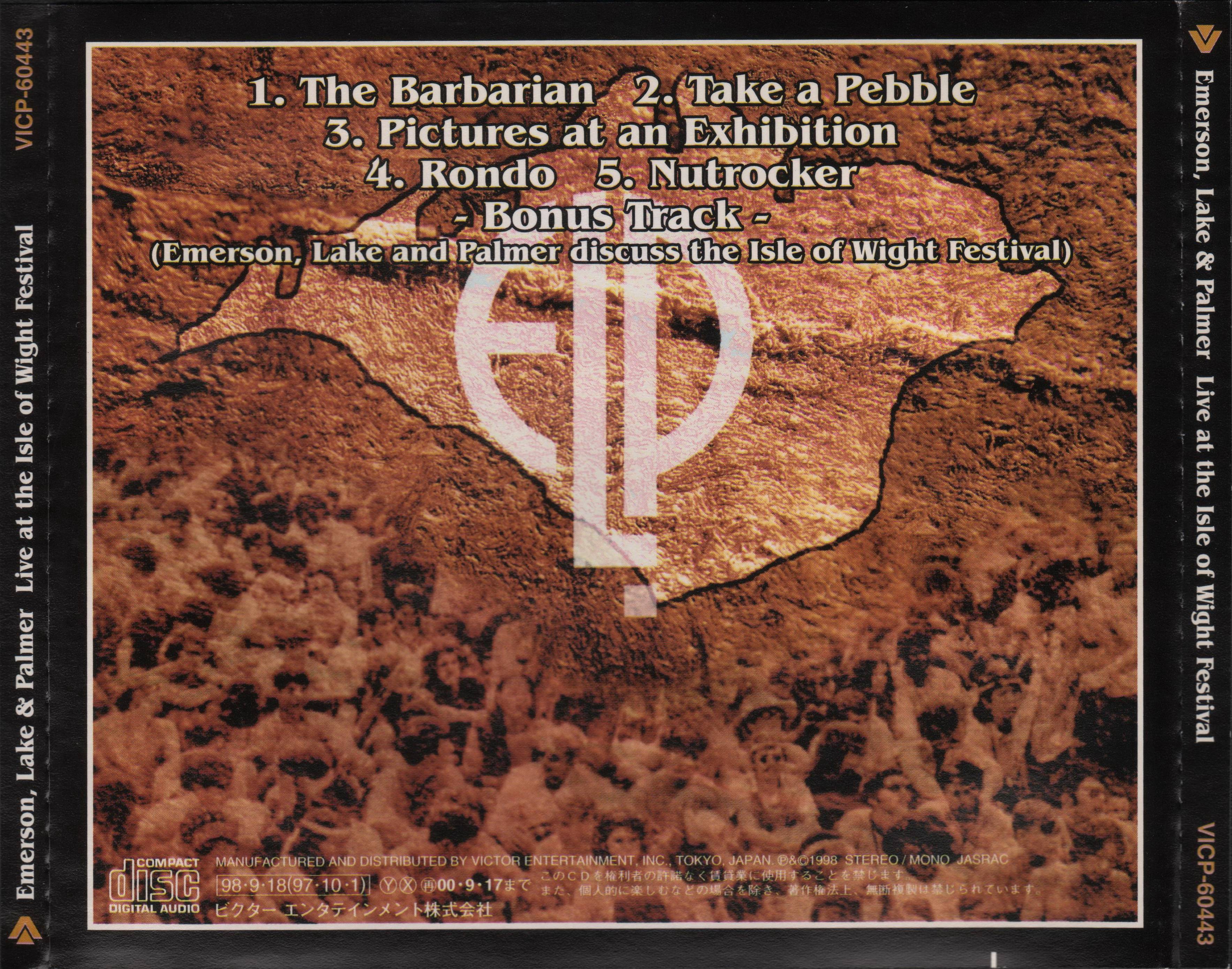 Emerson, Lake and Palmer Live At The Isle Of Wight Festival : Back JPN